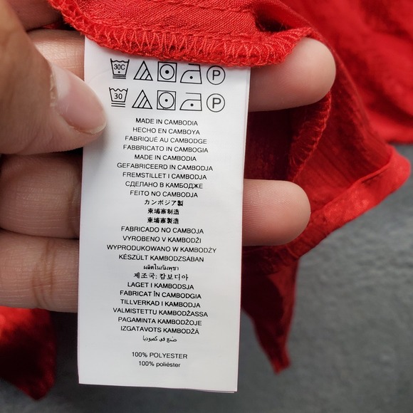 Michael Kors Jacquard Handkerchief Off Shoulder Blouse Womens 2X Red WH340KBADN - Picture 7 of 11